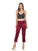 Two-piece pajamas with a lace top, black and burgundy PIZ310 - Online store - Boutique